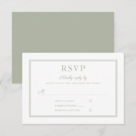 Placa RSVP de Casamento Verde de Sage do Escrito M
