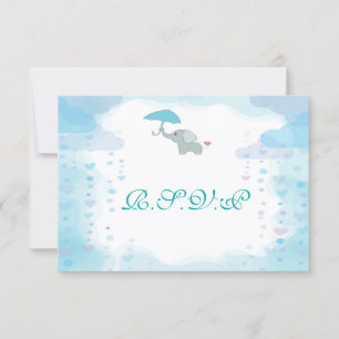 Placa RSVP de Chá de fraldas de Aquarela Azul