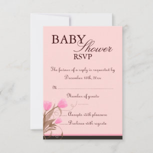 Placa RSVP de Chá de fraldas Floral Castanho e Ros