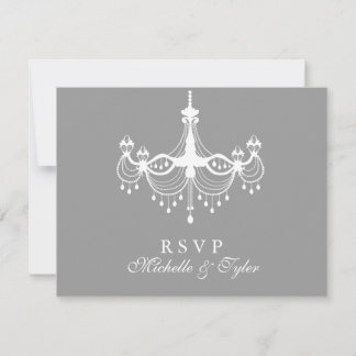 Placa RSVP de Chandelier Branco e Prata