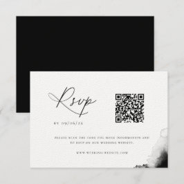 Placa RSVP de Código QR de Casamento de Cor Negra 