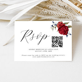 Placa RSVP de Código QR de Casamento Floral Burgun