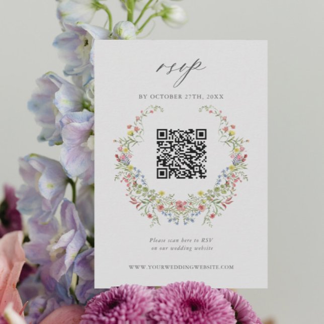 Placa RSVP de Código QR de Casamento Floral de Jar (Criador carregado)