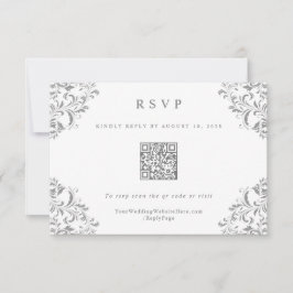 Placa RSVP de Código QR de Casamento vintage Elega