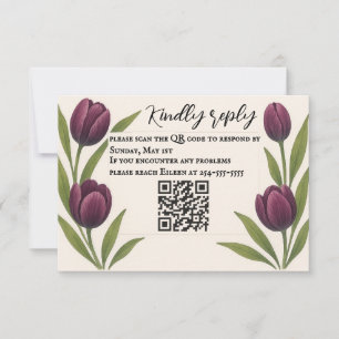 Placa RSVP de Código QR de Heirloom Tulip