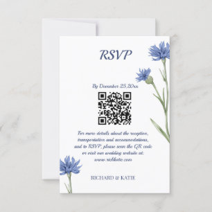 Placa RSVP de Código QR de Na moda de de cor azul