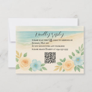 Placa RSVP de Código QR de Praia Floral Amigável p