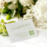 Placa RSVP de Código QR de Sage Verde e Beige Eleg
