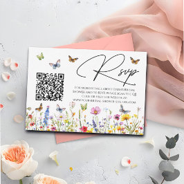 Placa RSVP de Código QR do Chá de panela de Flores