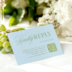 Placa RSVP de Código QR Verde e Azul do Sage Elega