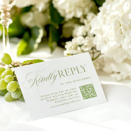 Placa RSVP de Código QR Verde e Branco Elegante