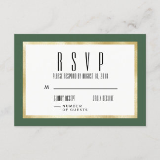 Placa RSVP de Convite de casamento Clássico Emeral