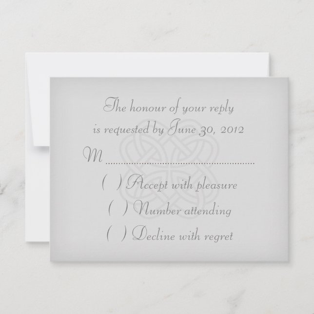 Placa RSVP de Convite para Casamento Celta do cinz (Frente)
