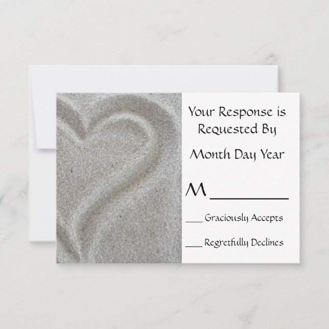 Placa RSVP de Coração de Areia (Frente)