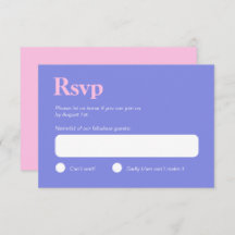 Placa RSVP de Cores Azul e Rosa Minimalista
