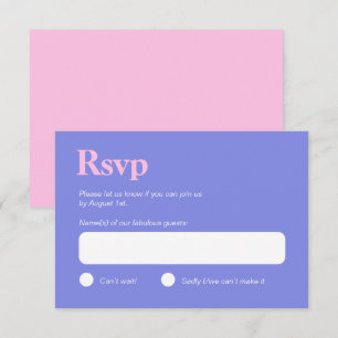 Placa RSVP de Cores Azul e Rosa Minimalista