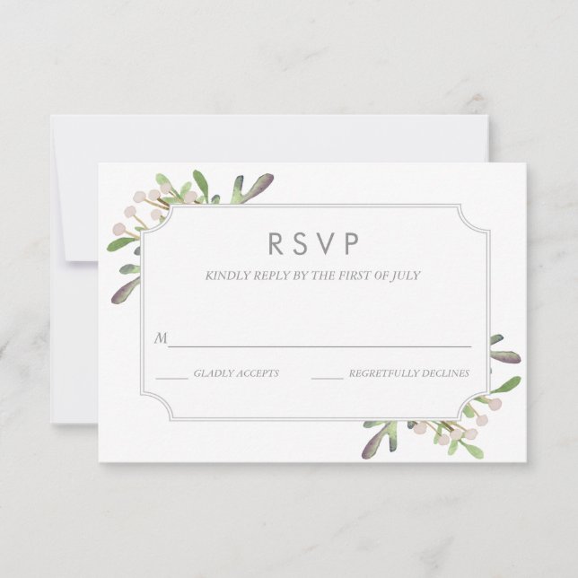 Placa RSVP de Cores d'água Elegante (Frente)