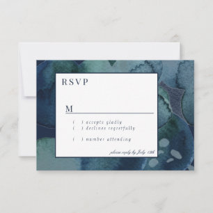 Placa RSVP de Cores d'água Emerald Abstrato Modern