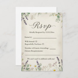 Placa RSVP de Cottagecore Russo com Design Floral