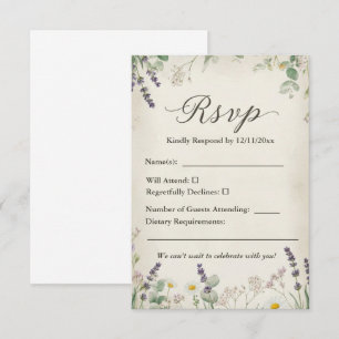 Placa RSVP de Cottagecore Russo com Design Floral