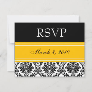 Placa RSVP de Damasco Amarelo Preto