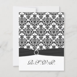 Placa RSVP de Damasco Branco, Preto e Branco