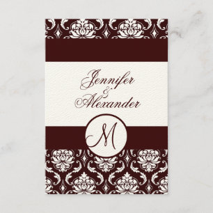 Placa RSVP de Damasco Castanho Monograma no Papel 