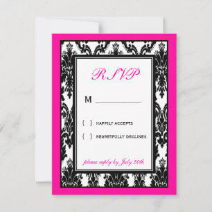 Placa RSVP de Damasco Rosa Preto