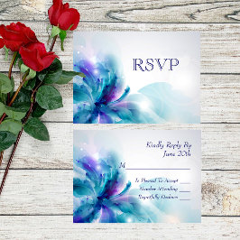 Placa RSVP de Design Floral abstrato azul e roxa