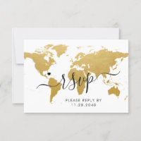 Placa RSVP de Destino do Viagem do Mapa Mundial Do