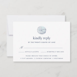 Placa RSVP de Dólar de areia com opção de refeição