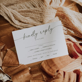 Placa RSVP de Escolha de Menu Branco e Verde Boho