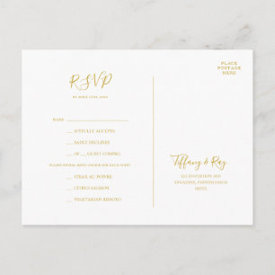 Placa RSVP de Escolha de Menu Dourado Elegante Sim