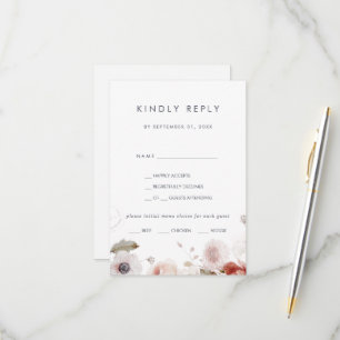Placa RSVP de Escolha de Menu Floral Simples