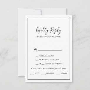 Placa RSVP de Escolha de Menu Minimalista