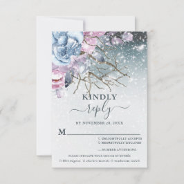 Placa RSVP de Escolha de Neve Floral do casamento