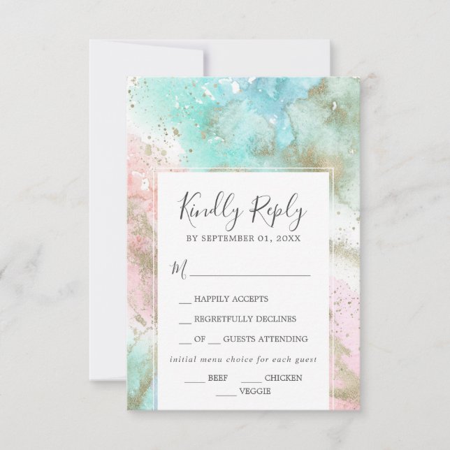 Placa RSVP de Escolha do Menu abstrato Summer (Frente)