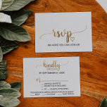 Placa RSVP de Escolha do Menu de Caligrafia Dourad<br><div class="desc">Este simples cartão RSVP de escolha de menu de caligrafia dourada é perfeito para um casamento chic. O clássico design romântico apresenta uma falsa tipografia de folha de ouro e um adorável coração ouro. Este cartão de resposta do casamento convenientemente pergunta aos hóspedes qual refeição eles gostariam na sua recepção....</div>