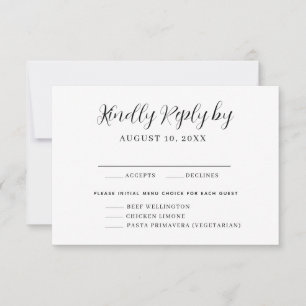 Placa RSVP de Escolha do Menu de Caligrafia Elegan
