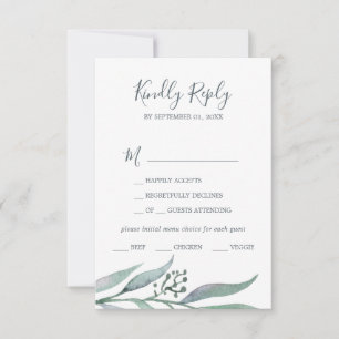 Placa RSVP de Escolha do Menu Eucalyptus Puro e Ve
