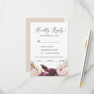 Placa RSVP de Escolha do Menu Grass Boho Pampas