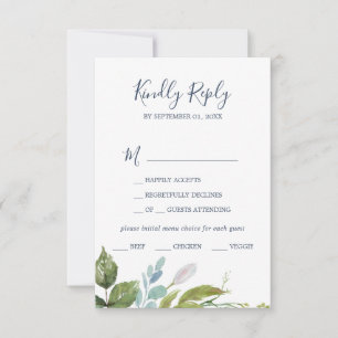 Placa RSVP de Escolha do Menu Greenery Summer