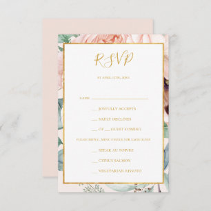 Placa RSVP de Escolha do Menu Pastel do Jardim Flo