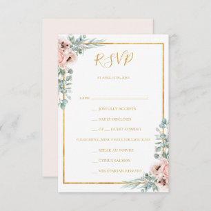 Placa RSVP de Escolha do Menu Pastel Floral do Blu