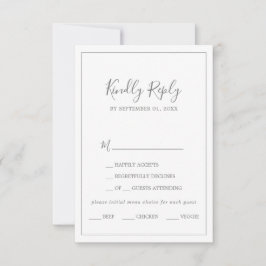 Placa RSVP de Escolha do Menu Silver Silver Minima