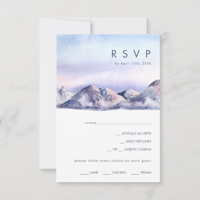 Placa RSVP de Escolha do Menu Sunset da Montanha d (Frente)