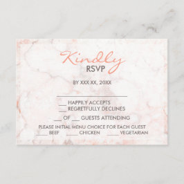 Placa RSVP de Escolha do Menu White Rose Marble