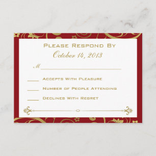 Placa RSVP de espiral vermelha e Dourada