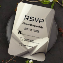 Placa Rsvp De Estilo De Prata Geométrico Moderno