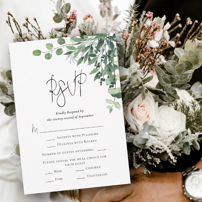 Placa RSVP de Eucalyptus Moderna (Modern Eucalyptus RSVP Card)